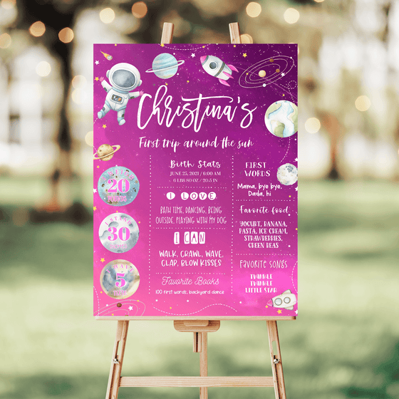 Editable Two The Moon Milestone Poster TM02
