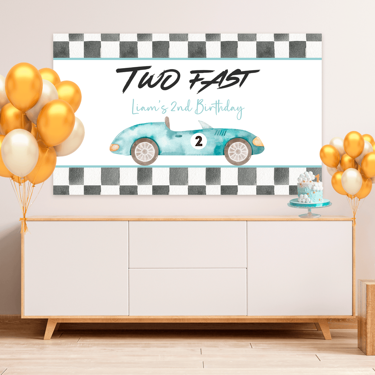 Editable Two Fast Birthday Backdrop R101 – Crish Studio