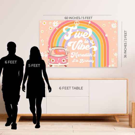 EDITABLE Five Is A Vibe Birthday Backdrop G205