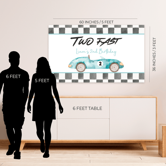 Editable Two Fast Birthday Backdrop R101