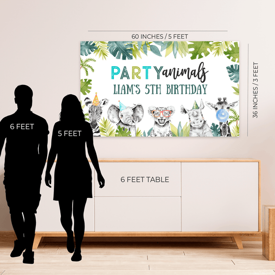 Editable Party Animals Custom Birthday Backdrop S105