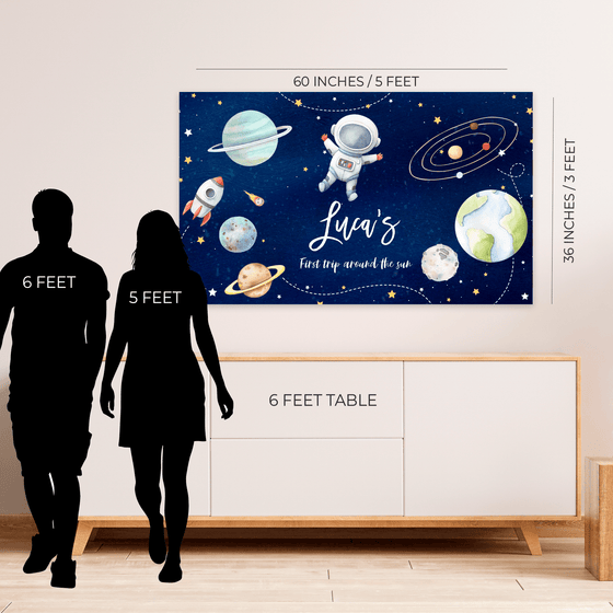 Editable First Trip Around The Sun Birthday Backdrop TA03