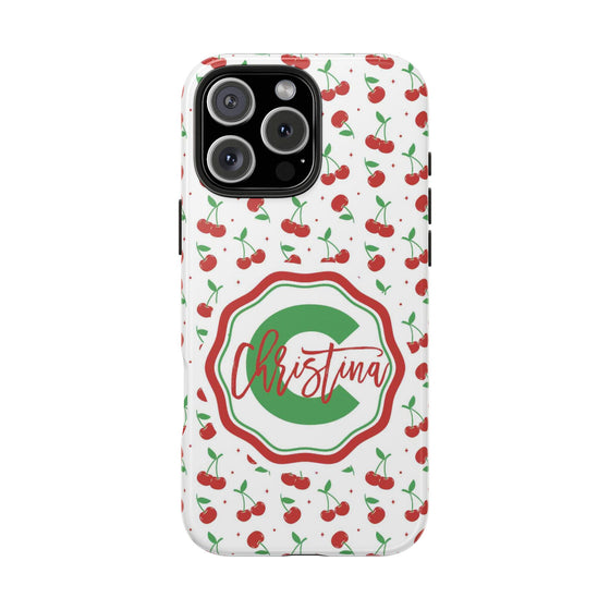 Personalized Cherry Tough Phone Case – Custom Name Design - PC021