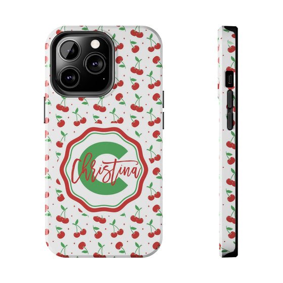 Personalized Cherry Tough Phone Case – Custom Name Design - PC021