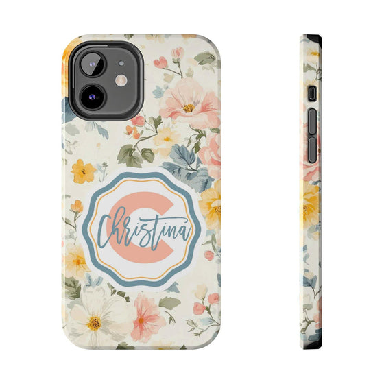 Personalized Floral Tough Phone Case - Customized with Name | Durable Protection - PC013