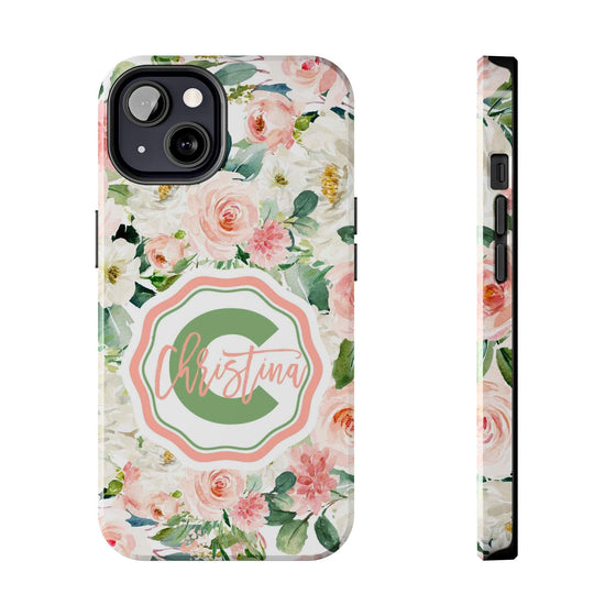 Personalized Floral Phone Case - Custom Tough Case with Name - PC025