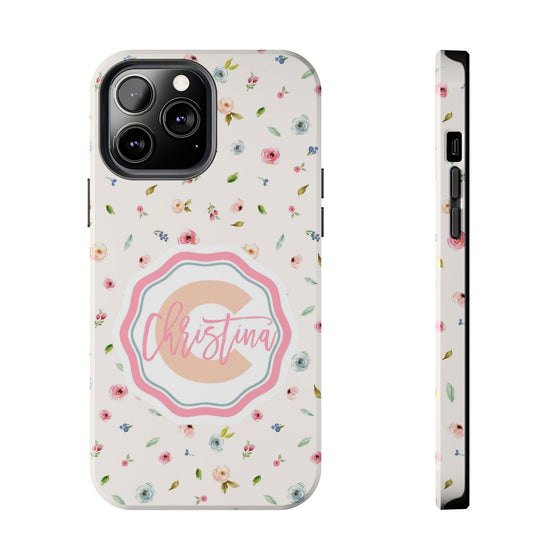 Personalized Floral Tough Phone Case - Custom Name Design - PC030