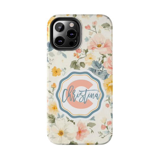 Personalized Floral Tough Phone Case - Customized with Name | Durable Protection - PC013