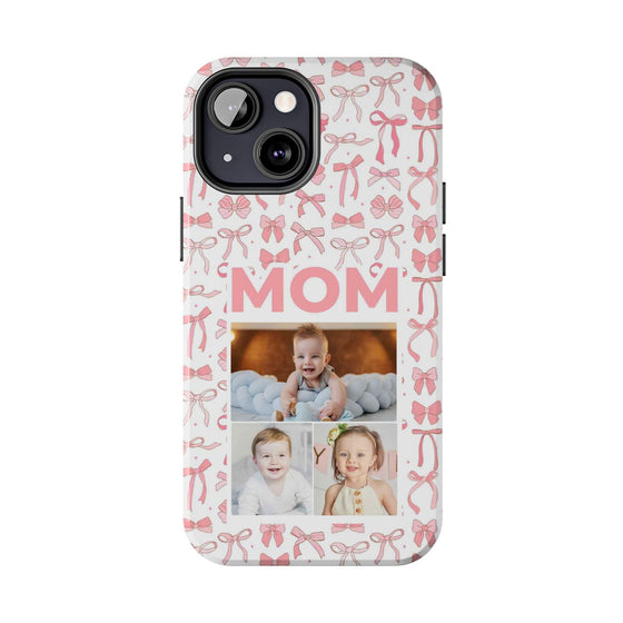 Personalized Mom Photo Collage Phone Case - Bow Design -PC015
