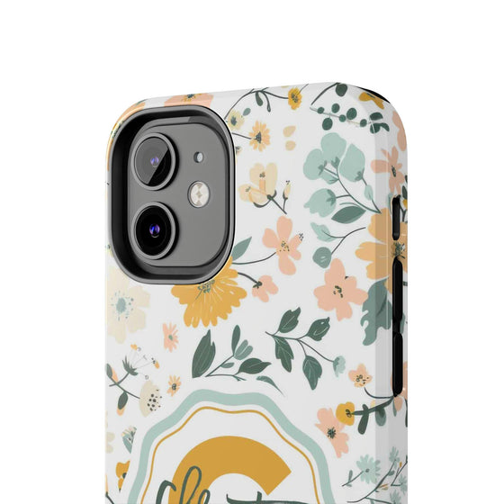 Personalized Floral Tough Phone Case - Custom Name Design - PC007