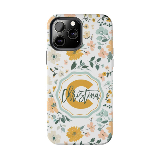 Personalized Floral Tough Phone Case - Custom Name Design - PC007