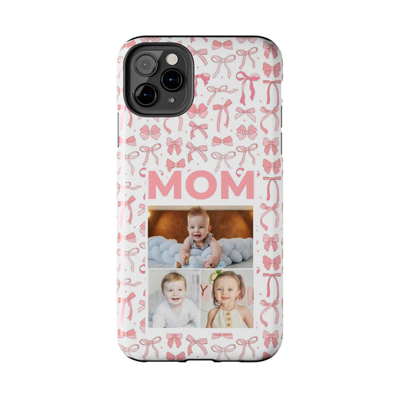 Personalized Mom Photo Collage Phone Case - Bow Design -PC015