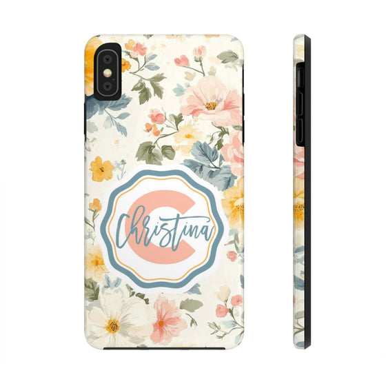 Personalized Floral Tough Phone Case - Customized with Name | Durable Protection - PC013