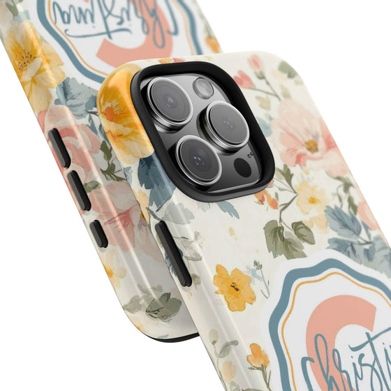 Personalized Floral Tough Phone Case - Customized with Name | Durable Protection - PC013