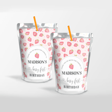  Editable Berry First Birthday Juice Label Strawberry BF01