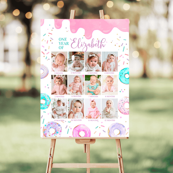 Editable Sweet One Birthday Photo Poster D001