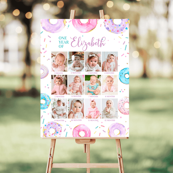 Editable Donut Grow Up Birthday Photo Poster D006