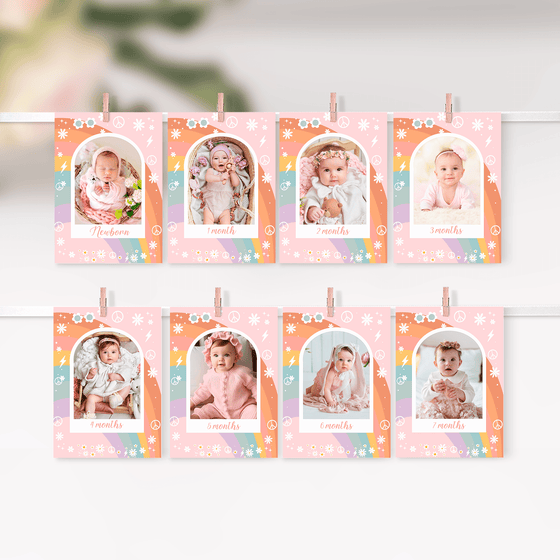 Editable Groovy ONE Birthday Photo Banner G101