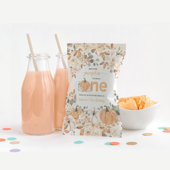 Editable Our Little Pumpkin Chip Bag Label PB001