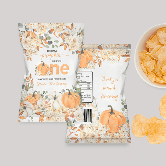 Editable Our Little Pumpkin Chip Bag Label PB001