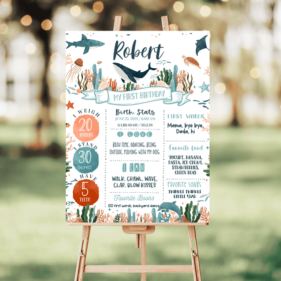 Editable Under The Sea Milestone Poster US01