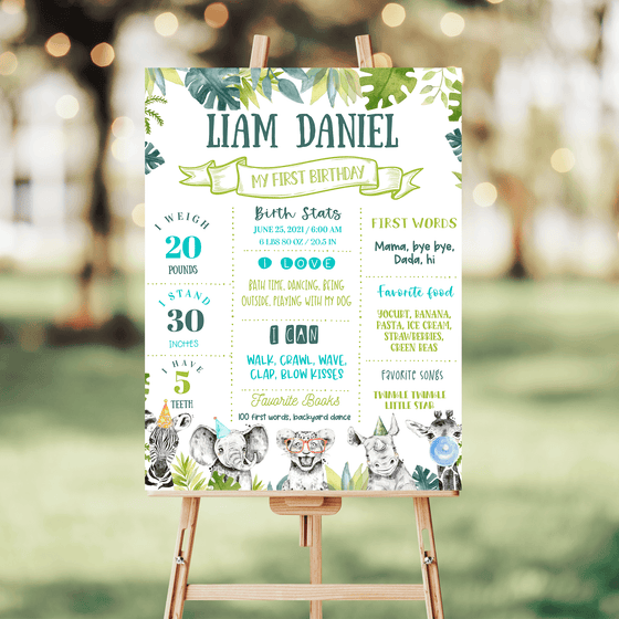 Editable Party Animals Birthday Milestone Poster S105