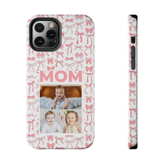 Personalized Mom Photo Collage Phone Case - Bow Design -PC015
