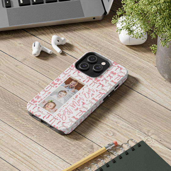 Custom Tough Phone Case - Best Mom Ever with Pink Bows - PC016