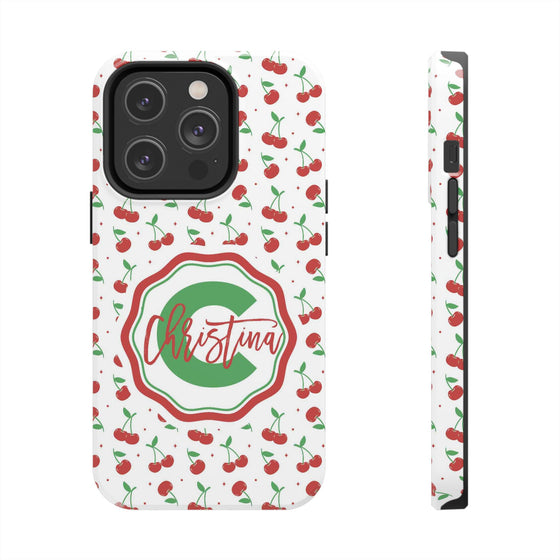 Personalized Cherry Tough Phone Case – Custom Name Design - PC021