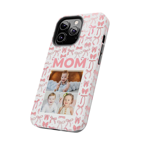 Personalized Mom Photo Collage Phone Case - Bow Design -PC015