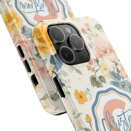 Personalized Floral Tough Phone Case - Customized with Name | Durable Protection - PC013