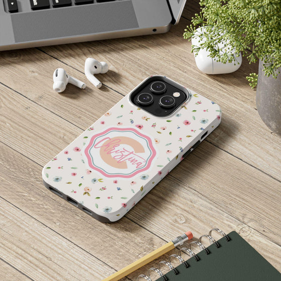Personalized Floral Tough Phone Case - Custom Name Design - PC030