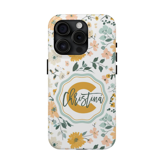 Personalized Floral Tough Phone Case - Custom Name Design - PC007