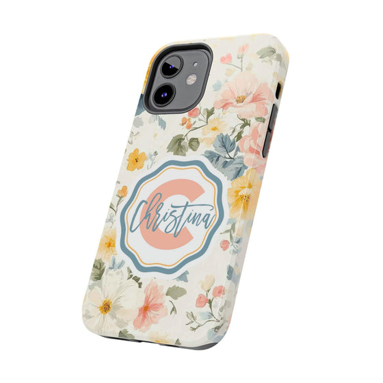 Personalized Floral Tough Phone Case - Customized with Name | Durable Protection - PC013