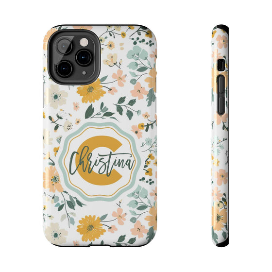 Personalized Floral Tough Phone Case - Custom Name Design - PC007