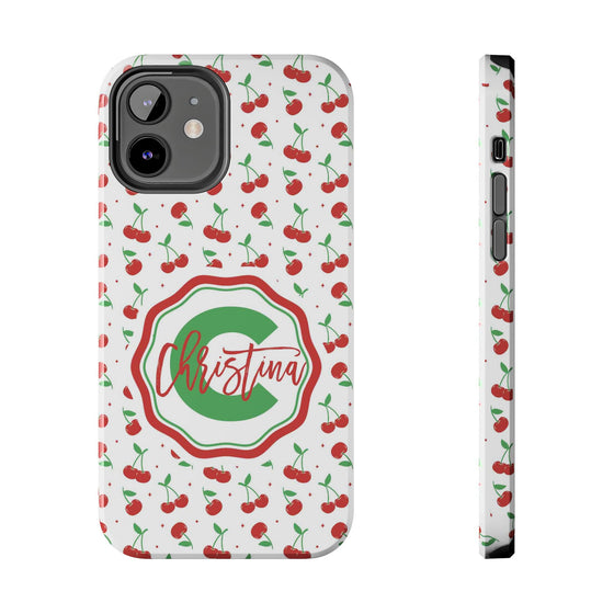 Personalized Cherry Tough Phone Case – Custom Name Design - PC021