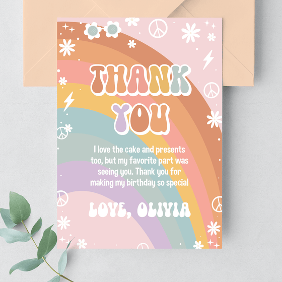 Editable Groovy ONE Thank You Card G101