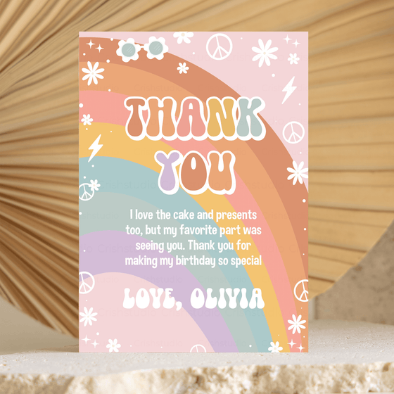 Editable Groovy ONE Thank You Card G101