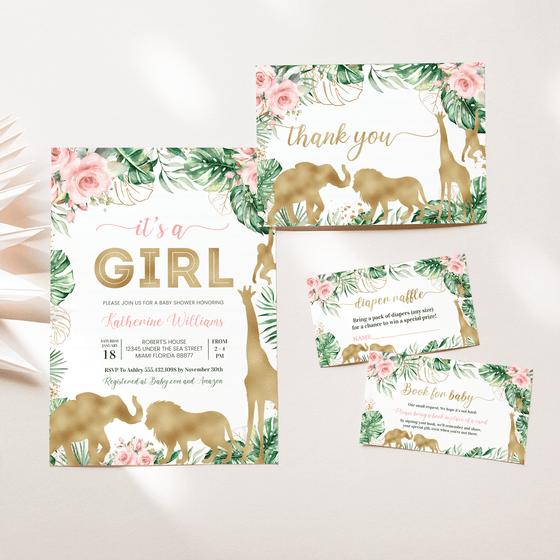 Editable Safari Baby Shower Set JG07