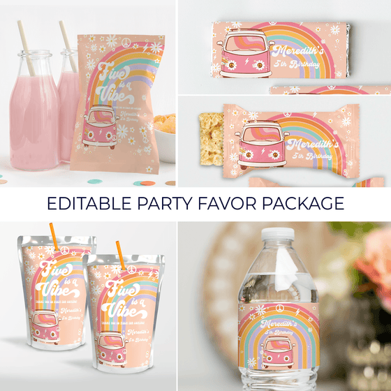 EDITABLE Five Is A Vibe Birthday Party Favor Package G205