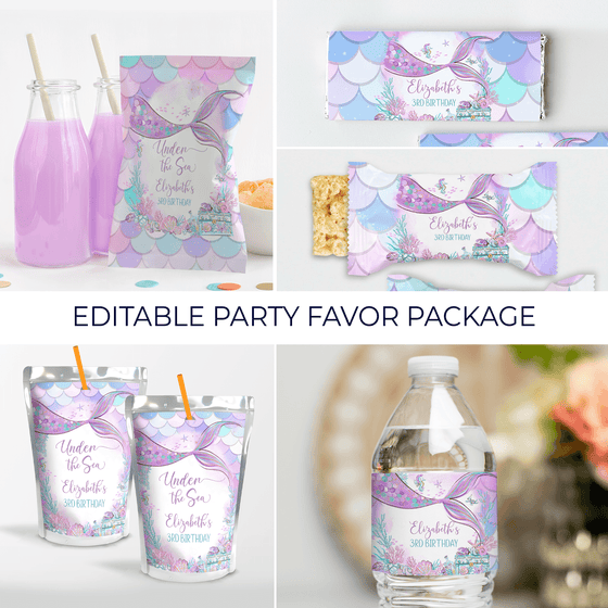 Editable Under The Sea Party Favors Package M304