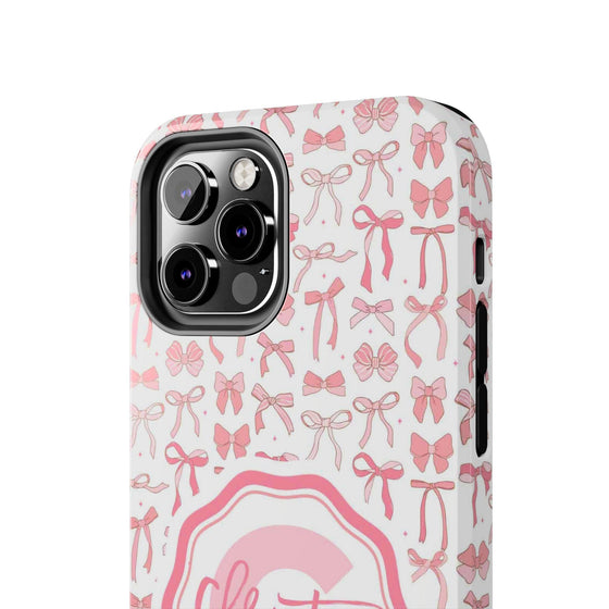 Personalized Tough Phone Case with Pink Bow Design - PC017