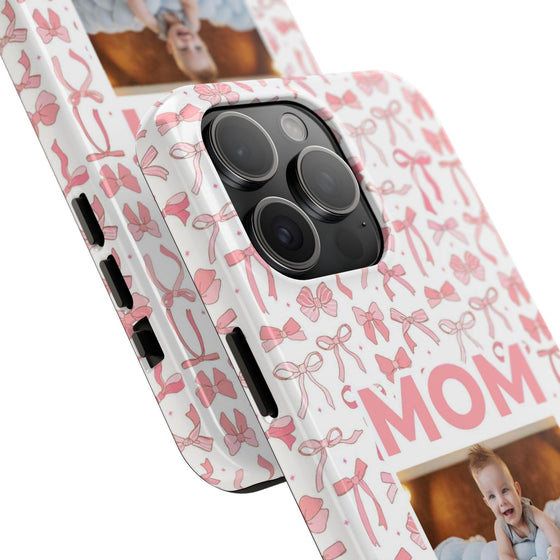 Personalized Mom Photo Collage Phone Case - Bow Design -PC015