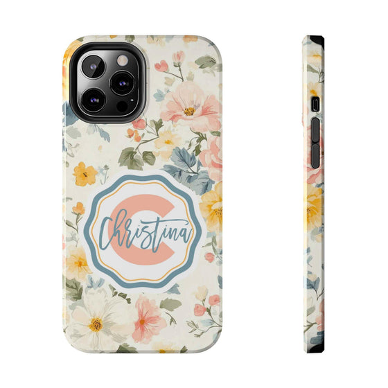Personalized Floral Tough Phone Case - Customized with Name | Durable Protection - PC013
