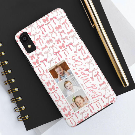 Custom Tough Phone Case - Best Mom Ever with Pink Bows - PC016