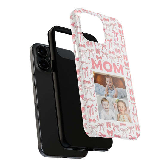 Personalized Mom Photo Collage Phone Case - Bow Design -PC015