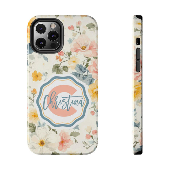 Personalized Floral Tough Phone Case - Customized with Name | Durable Protection - PC013
