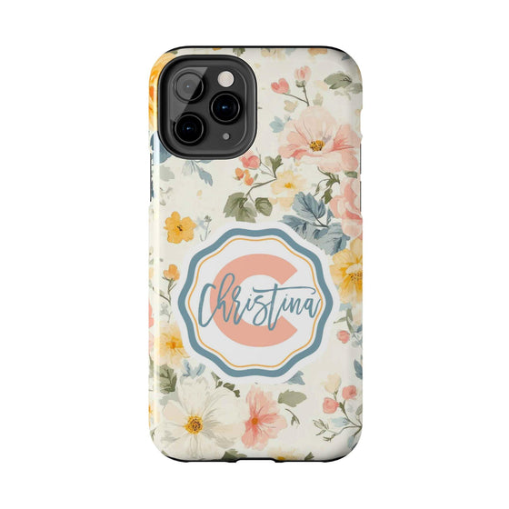 Personalized Floral Tough Phone Case - Customized with Name | Durable Protection - PC013