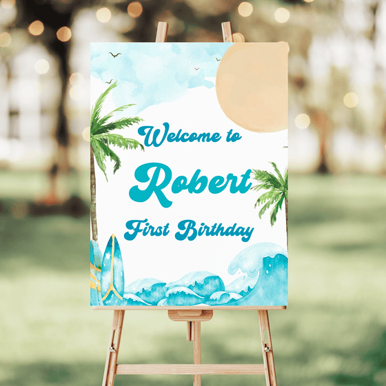 Editable The Big One Birthday Welcome Sign BO1