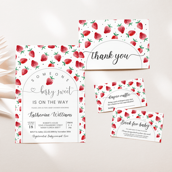 Editable Strawberry Baby Shower Set BS07
